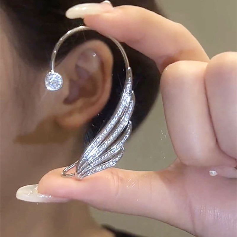 Glitter Diamond Swan Wings Without Ear Piercing Clip